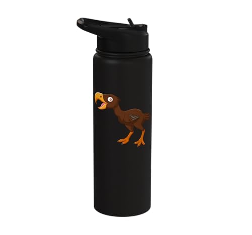 Cute Cartoon Prehistoric Animals Terror Bird For Kids Funny Stainless Steel Insulated Water Bottle - color: Black