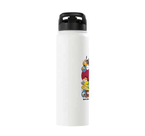 Angry Birds Piggy & Bird Pile Stainless Steel Insulated Water Bottle - color: White