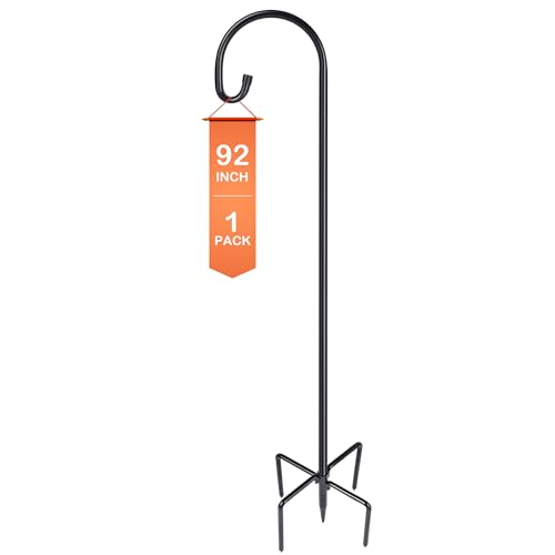 Shepherd-Hooks Adjustable for Bird-Feeder Lantern Plant-Hook Garden-Stake - Plant Stand Hanger for Outdoor Flower Basket, Bird Feeder Hanger Weddings Décor - size: 92 INCH, style: B-1 Pack