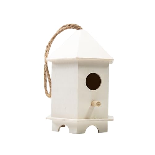 YCHTEWY-DIY Wooden Bird House,Wild Bird Feeder, Hanging Birdhouse Attract Birds & Beautify Your Yard! (Cream, D) - size: D