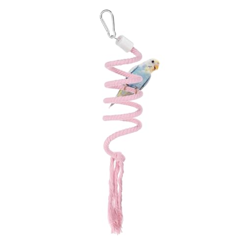 Bird Rope Perch Swing, Spiral Rope Perch Standing Pole Accessory Climbing Swing Paw Grinding 39 Inch, (Pink) Intended for Parrot/Parakeet/Budgies/Cockatiels/Lovebirds - color: Pink, size: 39 Inch