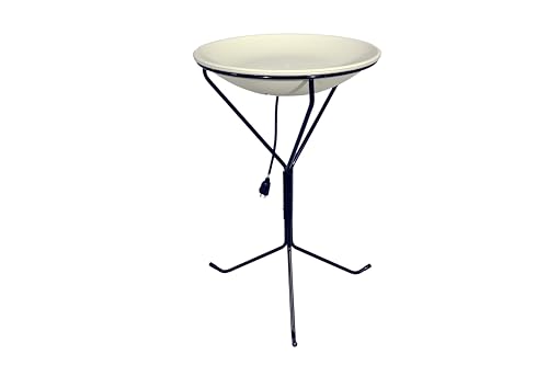 Allied Precision Industries (970) 20-Inch Diameter Heated Bird Bath with Metal Stand - 338348, Light stone color