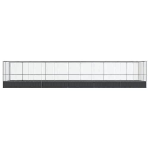 Large Outdoor Bird Aviary with Extension, 448.4"x120.9"x83.5" Galvanized Steel Parrot Flight Cage, Walk-in Metal Poultry Pen for Chickens Ducks Rabbits, Silver - color: Silver-H