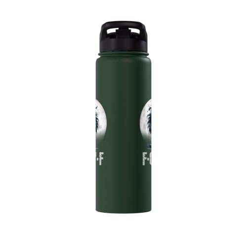 F-Caw-F Black Crow Black Bird Funny Crow F-Caw-F Stainless Steel Insulated Water Bottle - color: Dark Green