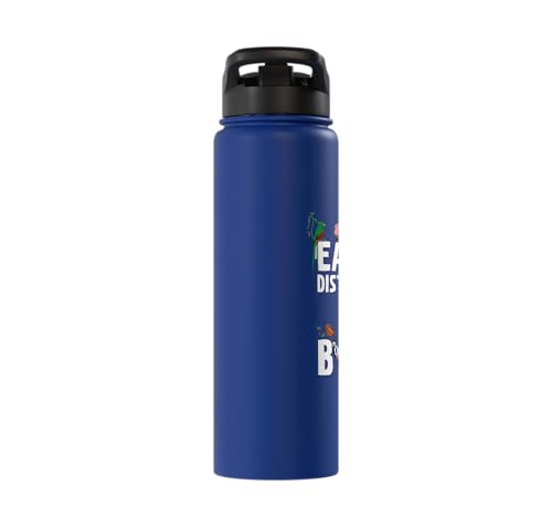 Easily Distracted By Birds Funny Bird Watcher & Birdwatching Stainless Steel Insulated Water Bottle - color: Royal Blue