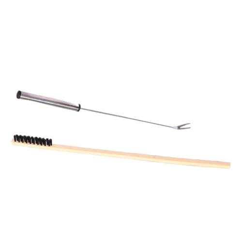 2Pcs Bird Cage Cleaners,Cleaning Fork and Brush Portable Removers Cleaning Tools for Parakeet Perch Stand Bird Droppings, Silver Handle - color: Silver Handle