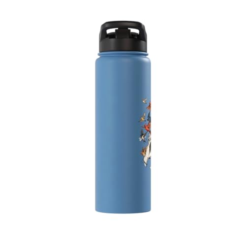 Bird Nerd Birdwatcher Birdwatching Bird Watcher Birder Tee Stainless Steel Insulated Water Bottle - color: Light Blue