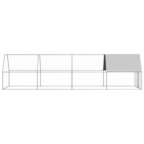 Outdoor Chicken Coop, Large Galvanized Steel Poultry Cage, 78.7 x 78.7 x 78.7 Inches Walk-in Hen House with Lockable Door for Backyard Garden, Rectangular Metal Pen Run - color: Silver-A