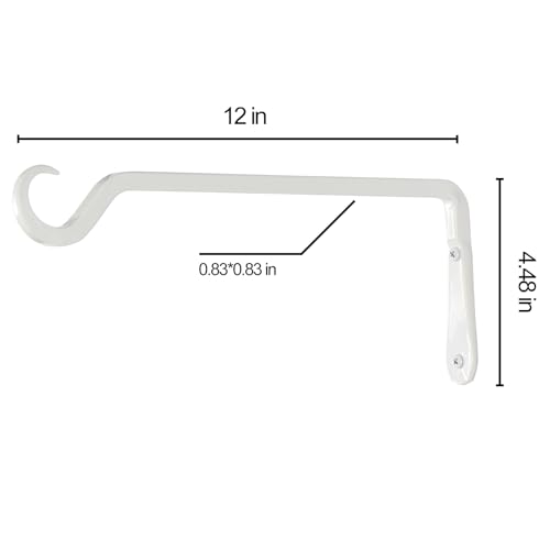 AILIN YELOKIE 12" Plant Hangers 2-Pack - Heavy Duty Rust-Resistant Steel Hooks for Bird Feeders, Indoor/Outdoor Plants & Wall Decor, White - color: White, size: 12in-2-White