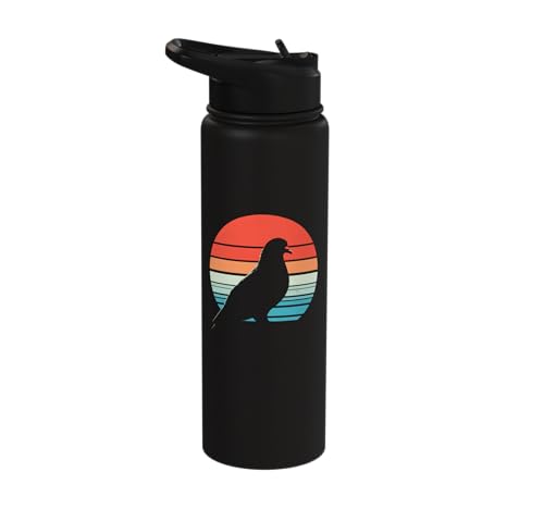 Pigeon Retro Sunset - Vintage Pigeon Bird Lover Breeder Stainless Steel Insulated Water Bottle