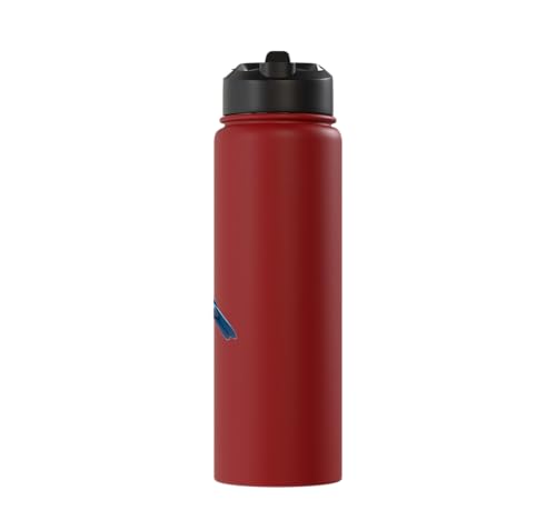 Bird Series. Mountain Bluebird. Stainless Steel Insulated Water Bottle - color: Red