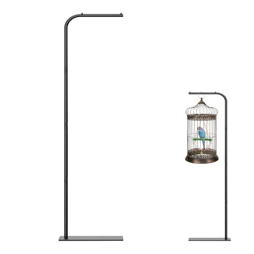 TBTFW 67 Inch High Hanging Bird Cage Stand, Bird Feeder Stand with Base | Suitable for Hanging Various Types of Birdcages(Weight Limit: Within 35 Pounds) - size: Black, Without Storage Rack