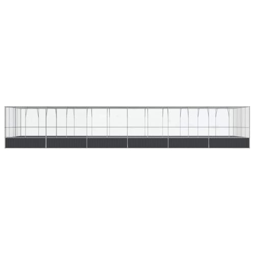 Large Outdoor Bird Aviary with Extension, Galvanized Steel Walk-in Cage for Parrots and Budgies, Massive Flight Pen for Chickens, 490.6 x 163 x 83.5 Inches, Silver - color: Silver-J