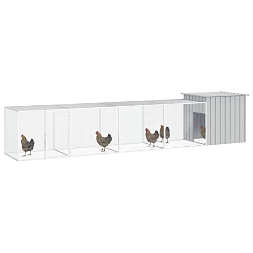 Gray Galvanized Steel Large Chicken Cage 4 Pieces Outdoor Poultry Coop with Lockable Door Ventilated Design Weatherproof Durable Construction for Garden Yard Animal Husbandry - color: Grey-B, size: 35.8 x 196.9 x 39.4 in