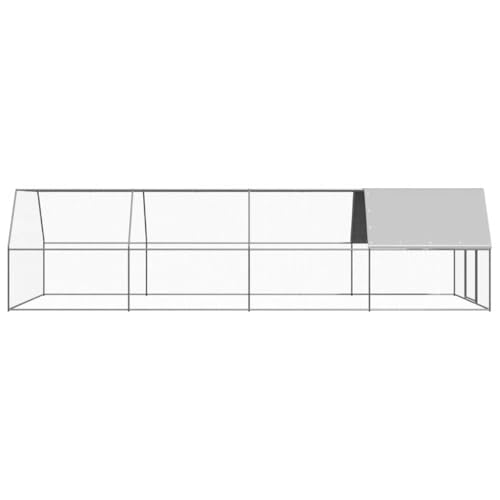 Large Chicken Cage Outdoor Galvanized Steel Poultry Walk in Run Coops with Lockable Gate and Sunshade Cover Backyard Metal Hen House Pen Run Large Enclosure for Small Animals Birds Silver - color: Silver-E
