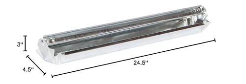 FARM-TUFF Reel Top Rectangular Poultry Feeder, 24 Inch - Heavy-Duty Galvanized Metal Feeder Trough with Anti-Roost Reel & Spill Resistant Design - Long Feeding Space for Backyard Flocks & Farms