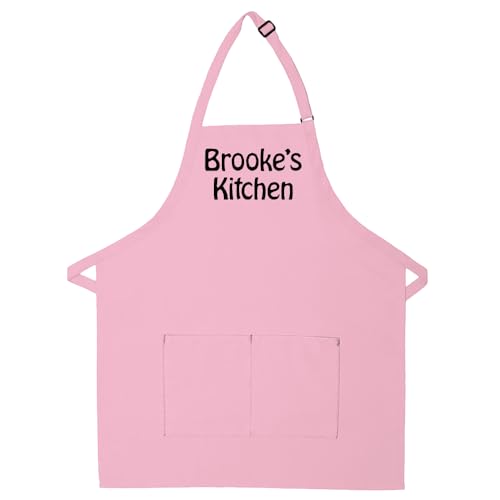 Made in the USA Personalized Embroidered Premium Adult Apron for Men Women Fathers Mothers Day Kitchen BBQ Grilling Gift - color: Pink, size: Standard