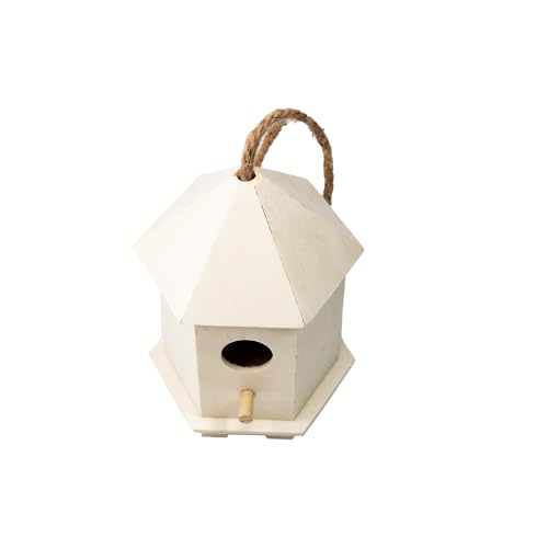 Berfutall-DIY Wooden Bird House for Outdoor, Wild Bird Feeder, Hanging Birdhouse,Perfect for Cardinals, Bluebirds, and More. (D)