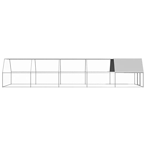 Large Chicken Coop Outdoor Metal Chicken Cage Galvanized Steel Poultry Hen House Run for Backyard Duck Pen Walk-in Poultry Cage with Removable Cover Grey - color: Silver-F