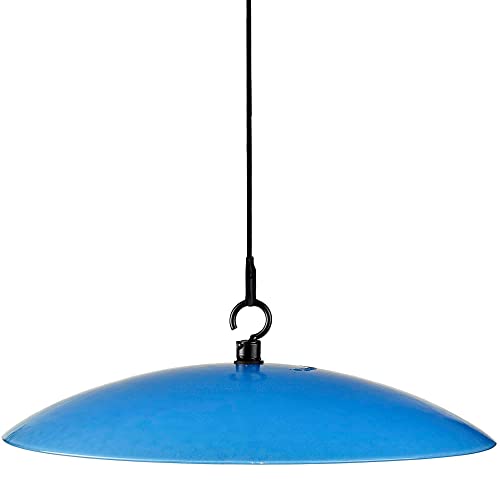 Yellow Recycled Glass Bird Feeder Dome, Hanging Weather Shield with Dual Hooks, Durable Outdoor Protection for Backyard Feeders, Blue - color: Bluebird Blue