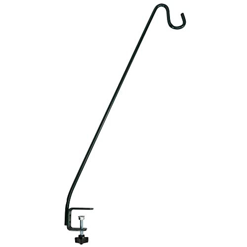 More Birds Deck Hook, 13in Steel Bird Feeder Hanger for Outdoors | Clamp-On Hanging Hook for Feeder or Planter, 11lb Weight Limit, Fits Up to 2in Thick Deck Railings, Weather-Resistant Finish