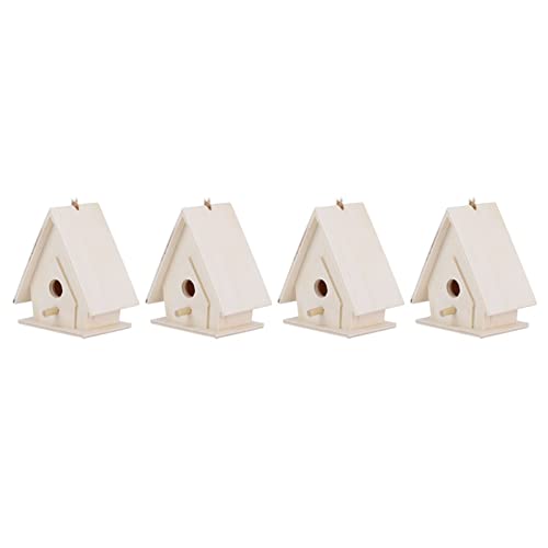 Mini Hanging Wooden Bird House, Platane Wood Bird Cage, Hanging Ropes Cage with Decorative Function, Ideal for Garden, Courtyard Decor & Outdoor Balcony