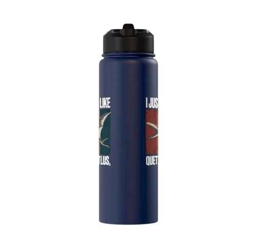Really Like Quetzalcoatlus Bird Flying Dinosaur Kids Trex Stainless Steel Insulated Water Bottle - color: Navy Blue