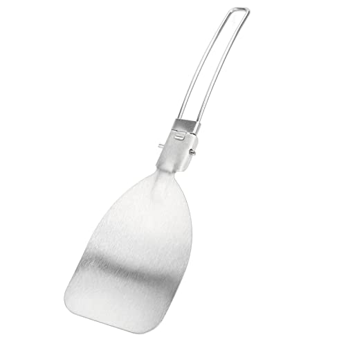 Foldable Camping Spatula, Titanium Spatula Frying Shovel with Folding Handle Food Turner for Outdoor Picnics Camping