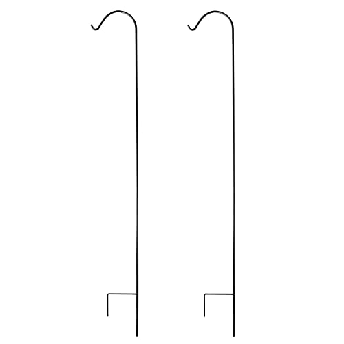 Ashman Black Shepherd Hook 92 Inch (Pack of 2), 1/2-Inch Thick, Solid Metal Single Piece Hook, Super Strong, Rust Resistant, Hanging Plant Baskets, Lanterns, Heavy Bird Feeders & More. - size: 2 Pack