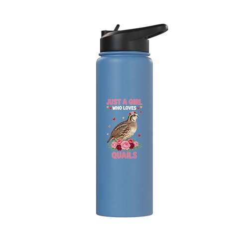 Bird, For The Girl Who Adores Quails Stainless Steel Insulated Water Bottle - color: Light Blue