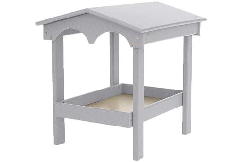 DutchCrafters Large Plastic Poly Covered Ground Feeder with Mesh Seed Tray, Platform Bird Feeder, Outdoor Ground Fly Through - Amish Made in America (Light Gray) - color: Light Gray
