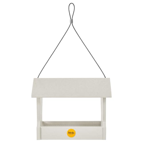 Birds Choice GSHF200 Hopper Feeder, Recycled Hanging Bird Feeder, Medium, Sea Salt | Made in the USA, Recycled Plastic Construction, Simple to Fill, Weather-Resistant for Year-Round Backyard Use - color: Sea Salt