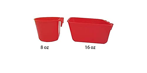 Cage Cups Birds Feeders Seed Bowl Chicken Feeding Watering Dish Rabbit Water Food Hanging Wire Cages Box 16oz Coop Cups for Pet Parrot Parakeet Gamefowl Poultry Pigeon - size: 5PCS Large Red