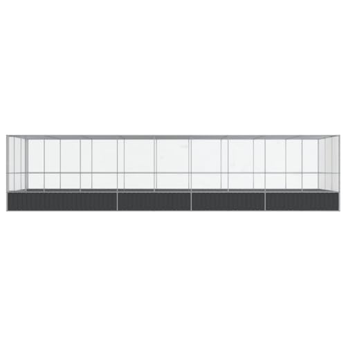 Outdoor Bird Aviary with Extension, 366.9"x120.9"x83.5" Galvanized Steel Parrot Cage, Walk-in Poultry Pen for Chickens, Ducks and Small Animals, Silver - color: Silver-G