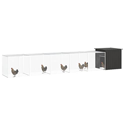 Industrial Style Chicken House with Easy Assembly, Large Galvanized Steel Poultry Coop for Multiple Chickens, Outdoor Chicken Cage 236.2x35.8x39.4 Inches