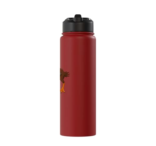 Cute Cartoon Prehistoric Animals Terror Bird For Kids Funny Stainless Steel Insulated Water Bottle - color: Red