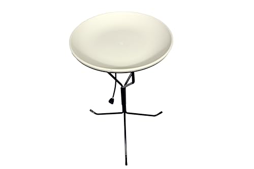 Allied Precision Industries (970) 20-Inch Diameter Heated Bird Bath with Metal Stand - 338348, Light stone color