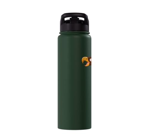 Cute Cartoon Prehistoric Animals Terror Bird For Kids Funny Stainless Steel Insulated Water Bottle - color: Dark Green