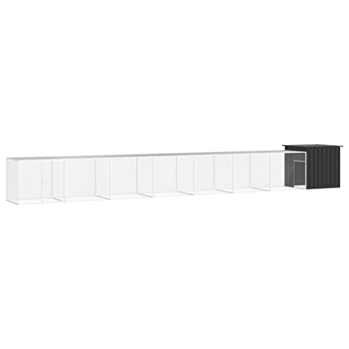 Chicken Cage Anthracite 315"x35.8"x39.4" Galvanized Steel Large Outdoor Poultry Habitat, Weather-Resistant Hen House Run for Garden, Urban Yard or Farmstead - color: Anthracite-C
