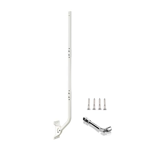 Universal Adjustable Mounting Pole, Steel J-Mount for Attic Outdoor Roof Wall Installation, Weatherproof Mast Pole, Mounting Bracket and Hardware Included (Diameter 1 1/4", Length 49 3/4", White) - size: 49.75"