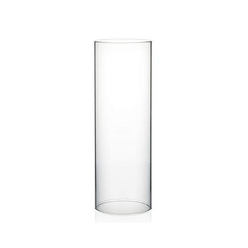 WGVI Hurricane Candle Holder Sleeve, Wide 4", Height 12", Clear Glass Cylinder Candleholder, Chimney Tube, Open Ended Candle Shade, 6 Pieces Bulk - size: 4"x12"H