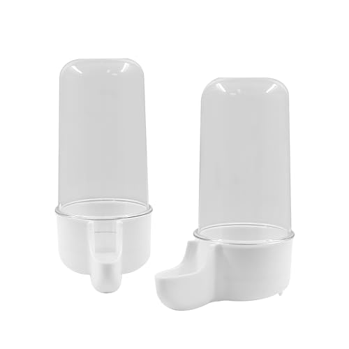 Uenhoy 2 Pcs Bird Water Food Feeder 200ml Automatic Dispenser Parrot Cage | Gravity Flow Auto Refill, Non-Toxic Plastic Safe, Holds 4-5 Days Supply, Narrow Mouth Fits Cage, For Parrot Budgie Lovebird - size: 200ml, 2pcs