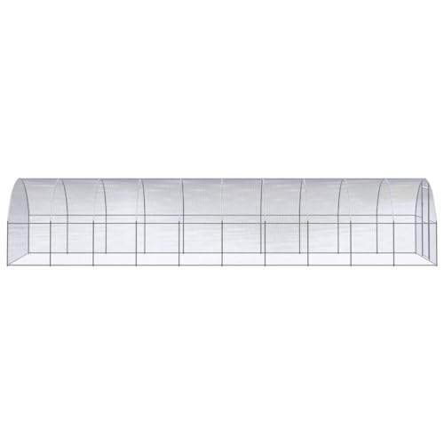 9.8x9.8x6.6 ft Galvanized Steel Large Chicken Coop for Chickens Ducks Goats Easy Assembly Pet Enclosure Backyard Farm - color: Silver-A, size: 9.8 x 9.8 x 6.6 ft (W x L x H)