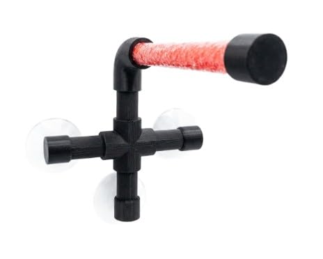 CleanPerch™ Window Bird Perch with Suction Cups. Grooming & Outside Viewing Perch for Parrots, Conures & Small Birds. Window-Mounted Bird Stand (Black/Pink, 6") - color: Black/Pink, size: 6"