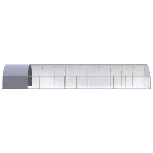 10x10x6.6ft Galvanized Steel Chicken Coop Large Metal Poultry Cage Outdoor Run Walk-in Hen House Pen for Backyard Chickens Ducks and Small Animals Silver - color: Silver-K