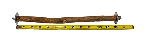 Polly's Full Length Hardwood Cage Perch for Parakeets, Cockatiels, Cockatoos, Macaws, and Other Birds (12") - size: 12"