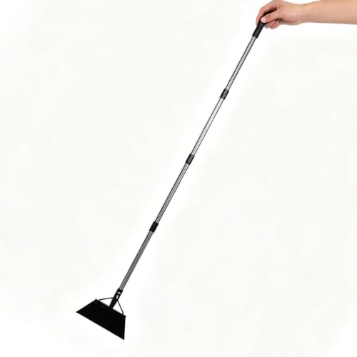 UPKOCH Chicken Litter Scoop with 65-inch Long Handle, Lightweight Iron and Stainless Steel Shovel for Poultry Manure and Cat Litter, Curved Blade Design for Easy Farm and Chicken Coop
