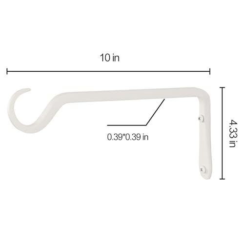 AILIN YELOKIE 10" Plant Hangers 2-Pack - Heavy Duty Rust-Resistant Steel Hooks for Bird Feeders, Indoor/Outdoor Plants & Wall Decor, White - color: White, size: 10in-2-White