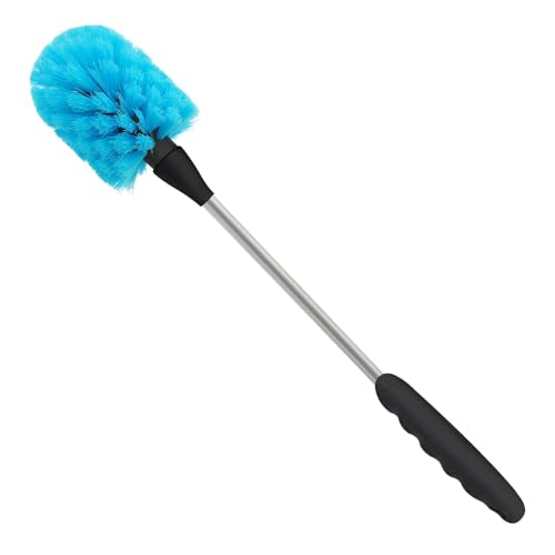 Long Bottle Brush, 15.35 in Bendable Cleaner Brushes for Cleaning Neck Beer Bottles, Wine, Baby Bottles, Water Bottles, Tumblers, Flask, Bird Feeder, Vase, Pipes and Brewing Supplies Blue/1Pack - color: Blue and Black
