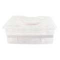 Ortable Large Capacity Double-layers Egg Storage Container Holds 24 Eggs Shatter-proof Non-slip Eggs Holder with Handle (White) - color: White